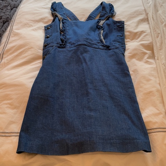 Cacharel Paris Dark Blue Denim Jumper with Cross Back Size 42 - Picture 2 of 4